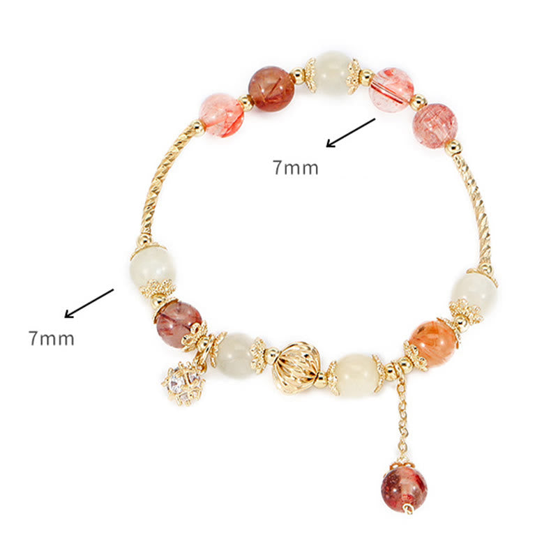 Bracelet de perles de bon augure en quartz rutile coloré œil de chat et zircon - image 10