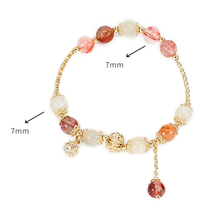 Bracelet de perles de bon augure en quartz rutile coloré œil de chat et zircon - image 10