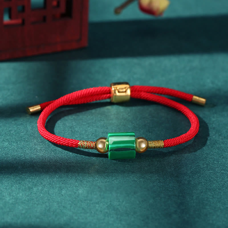 Bracelet en corde tressée fait main en Buddha Stones tibétaines, aventurine verte, pierre rouge, malachite, protection de la chance