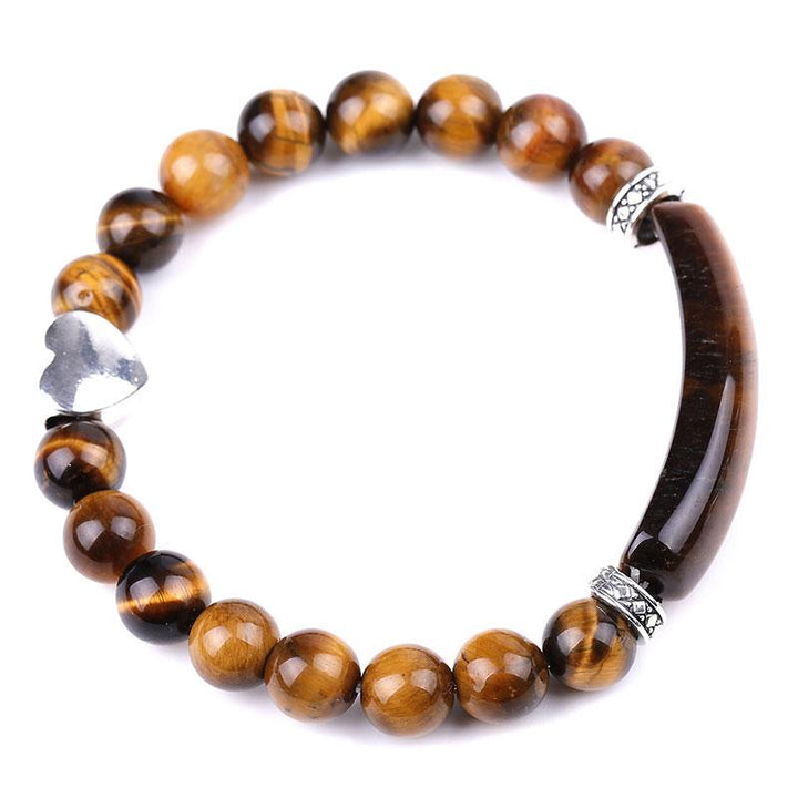 Bracelet unisexe en forme de cœur avec perles en cristal naturel