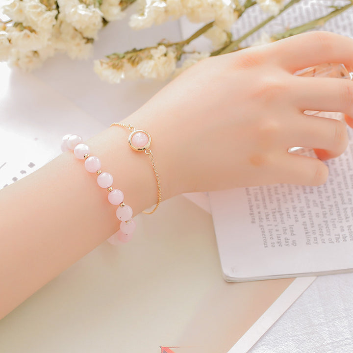 Bracelet positif en cristal de quartz fraise et pierre de soleil Buddha Stones