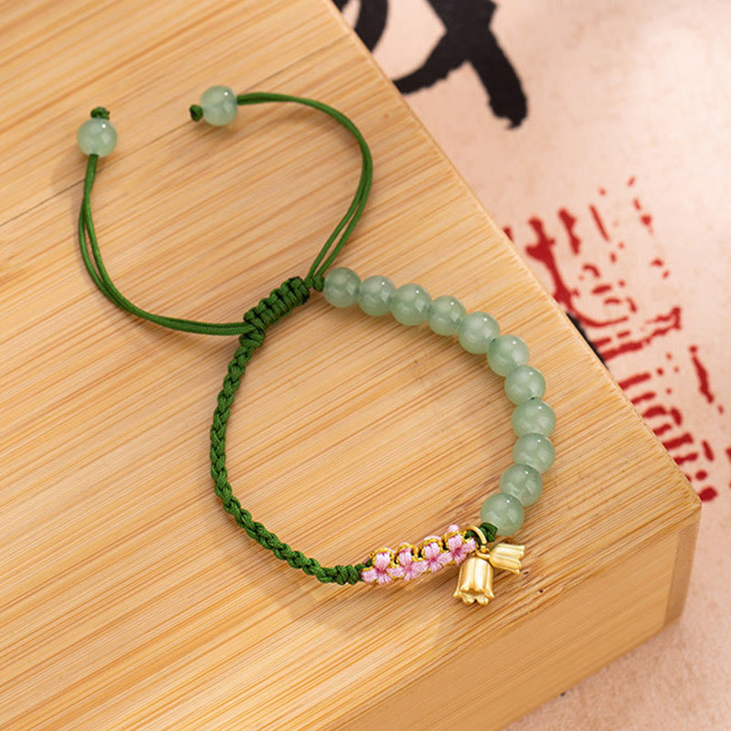 Bracelet tressé porte-bonheur en perles de jade faites à la main avec breloque Buddha Stones