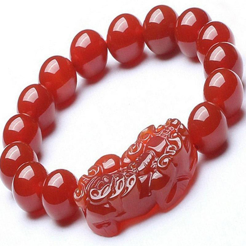 Bracelet porte-bonheur en agate rouge Buddha Stones
