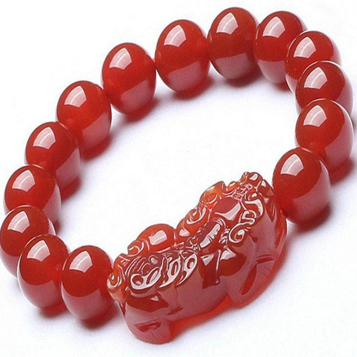 Bracelet porte-bonheur en agate rouge Buddha Stones