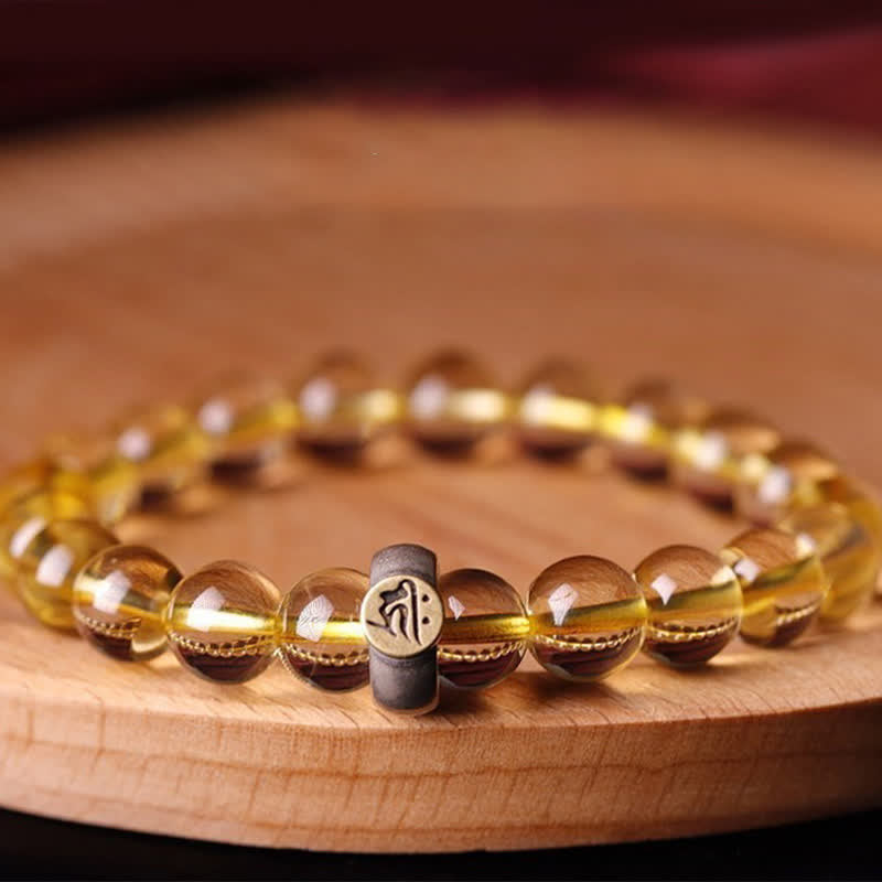 Bracelet de protection en argent sterling 925 avec pendentif en citrine et bouddha du zodiaque chinois
