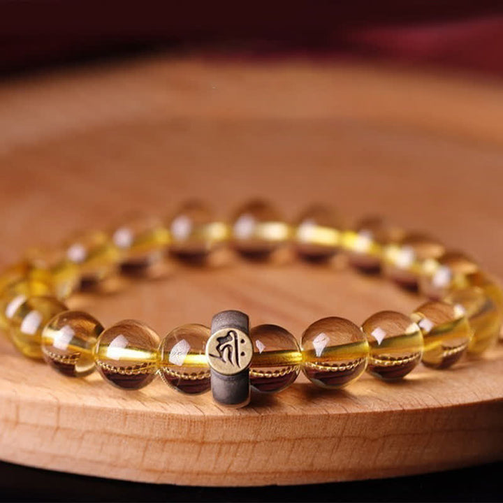 Bracelet de protection en argent sterling 925 avec pendentif en citrine et bouddha du zodiaque chinois