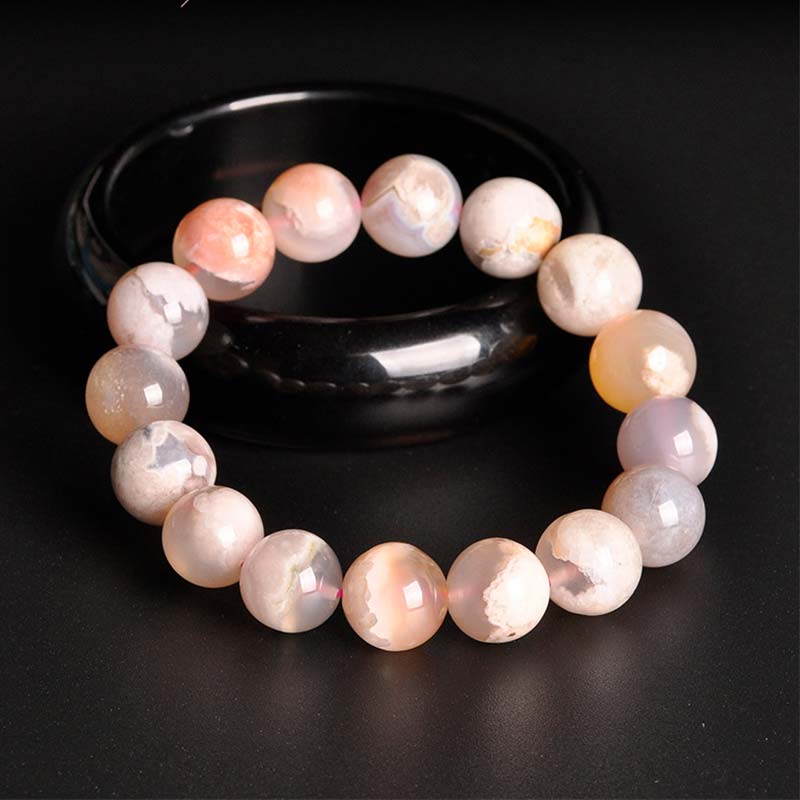 Bracelet de bénédiction de la paix en agate Sakura de Buddha Stones