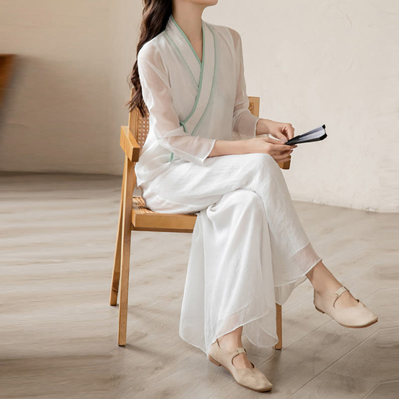 Ensemble de vêtements en mousseline de soie pour femme Buddha Stones et prière rétro, méditation spirituelle zen