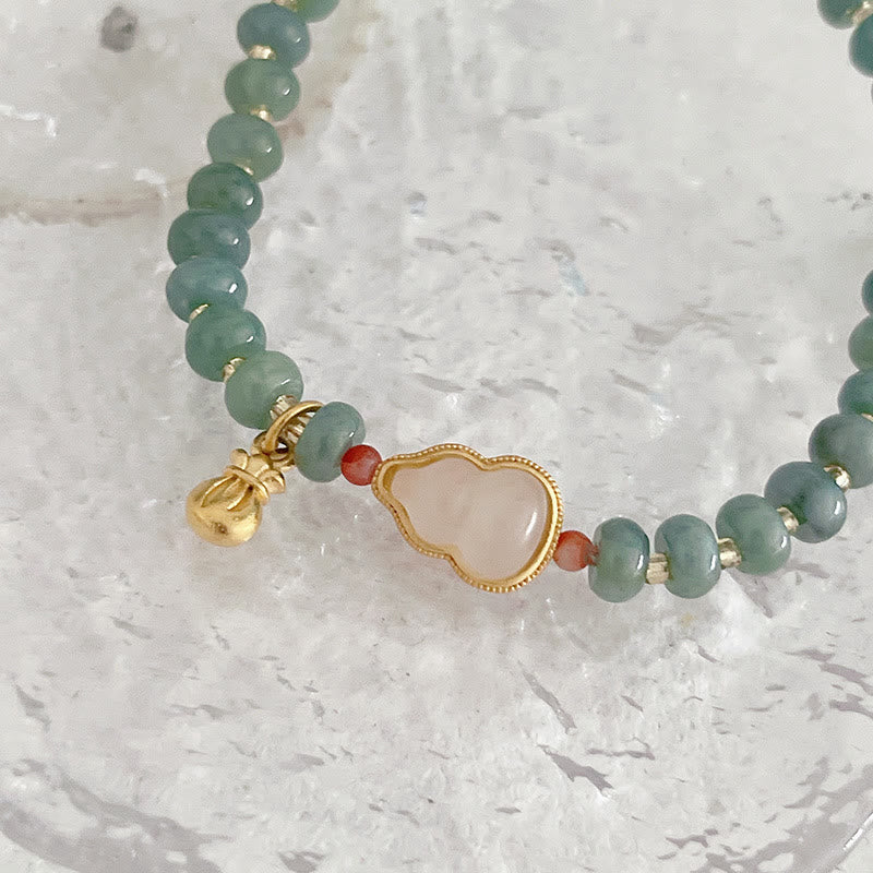 Buddha Stones Bracelet porte-bonheur PiXiu en jade naturel Hetian avec boucle de paix et personnage Fu
