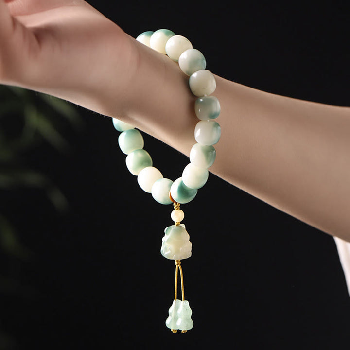 Bracelet de paix en forme de pomme de pin et de patte de chat, motif de Buddha Stones dégradées, graines de Bodhi, renard à neuf queues - image 3