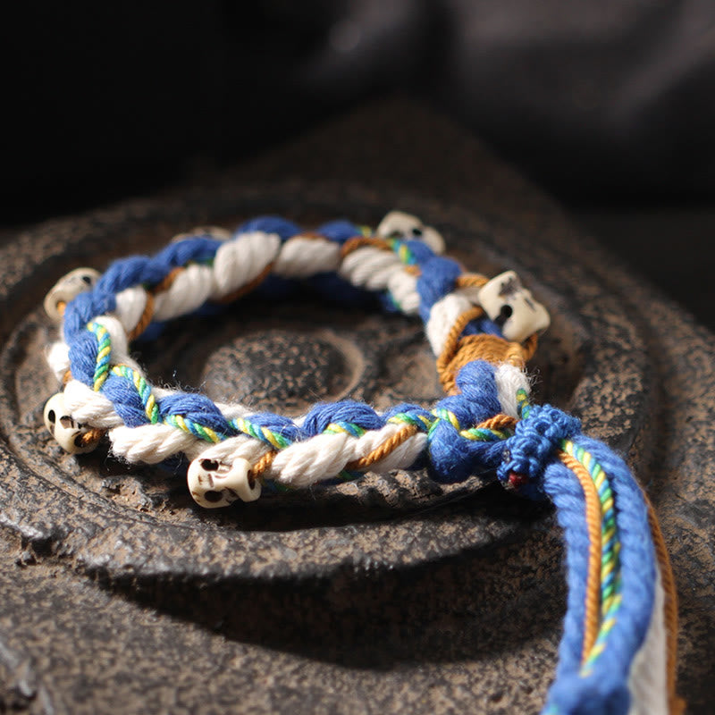 Bracelet porte-bonheur fait main en perles gravées de Buddha Stones Zakiram, déesse tibétaine de la richesse