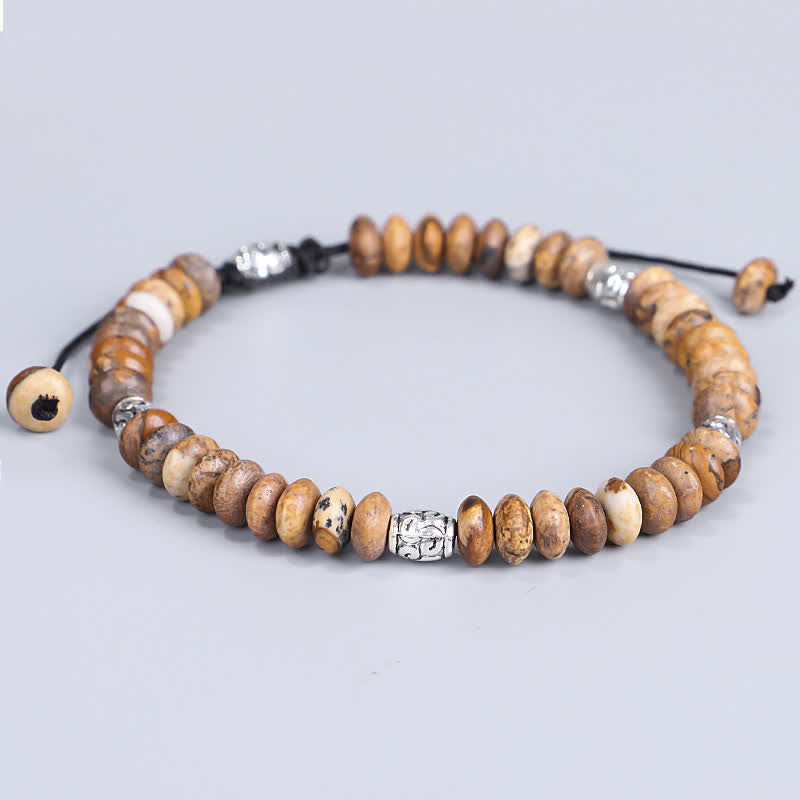 Bracelet en fil de perles positives en jaspe photo