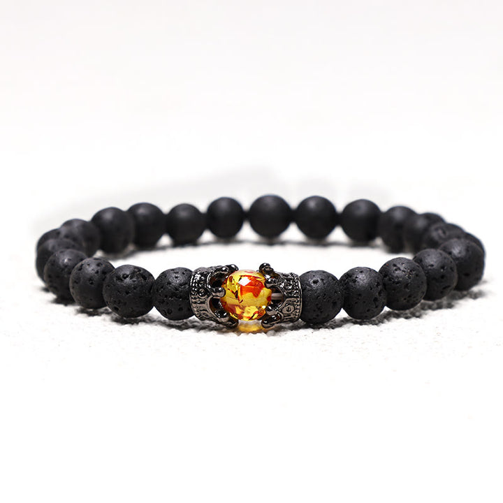 Bracelet couple en perles d'énergie de guérison avec couronne roi et reine en Buddha Stones