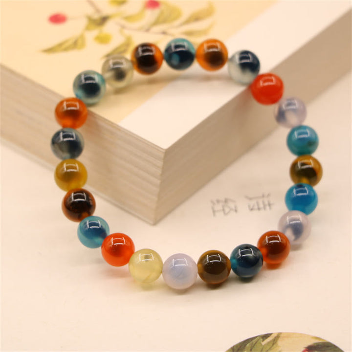 Bracelet de perles de guérison en agate bonbon colorée