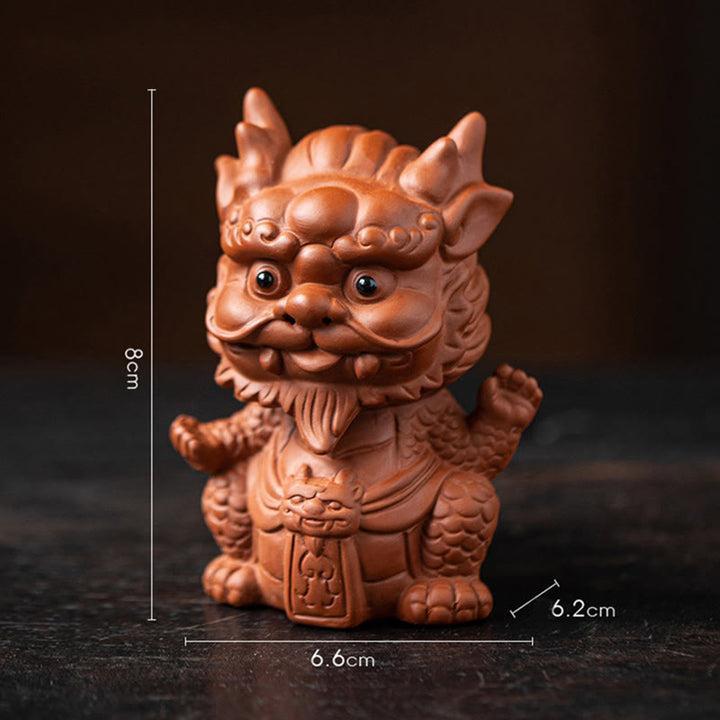 Figurine en argile violette Buddha Stones bonheur et une richesse - Petit Dragon Roi-Brun 6,6*6,2*8 cm - image 2