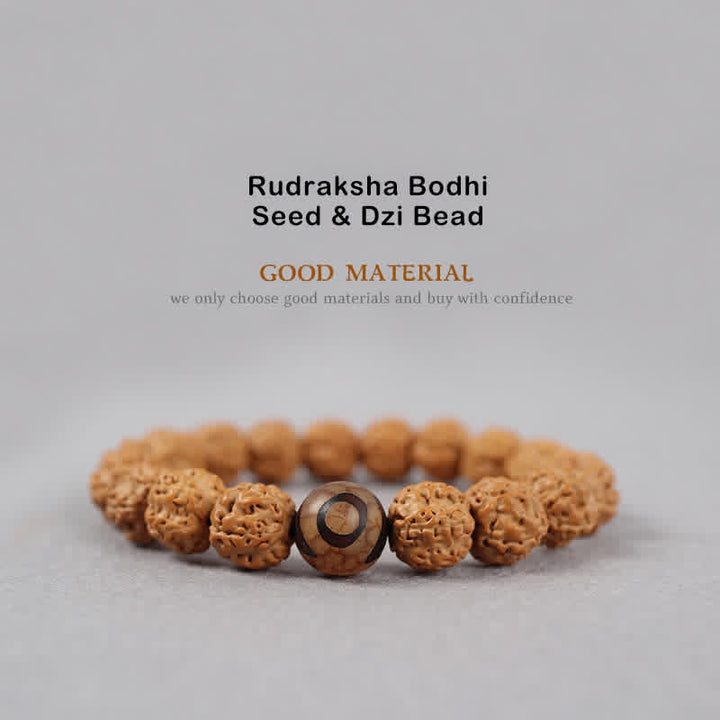 Bracelet de richesse en Buddha Stones tibétaines Rudraksha Bodhi Seed Dzi Bead Amber Turquoise