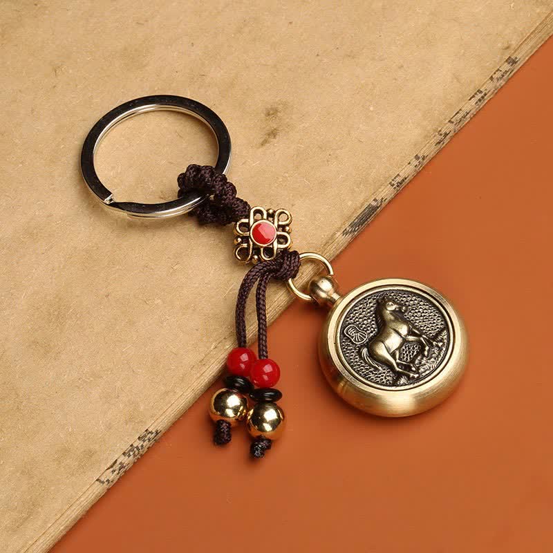 Porte-clés avec 12 bénédictions du zodiaque chinois pour la richesse et la fortune