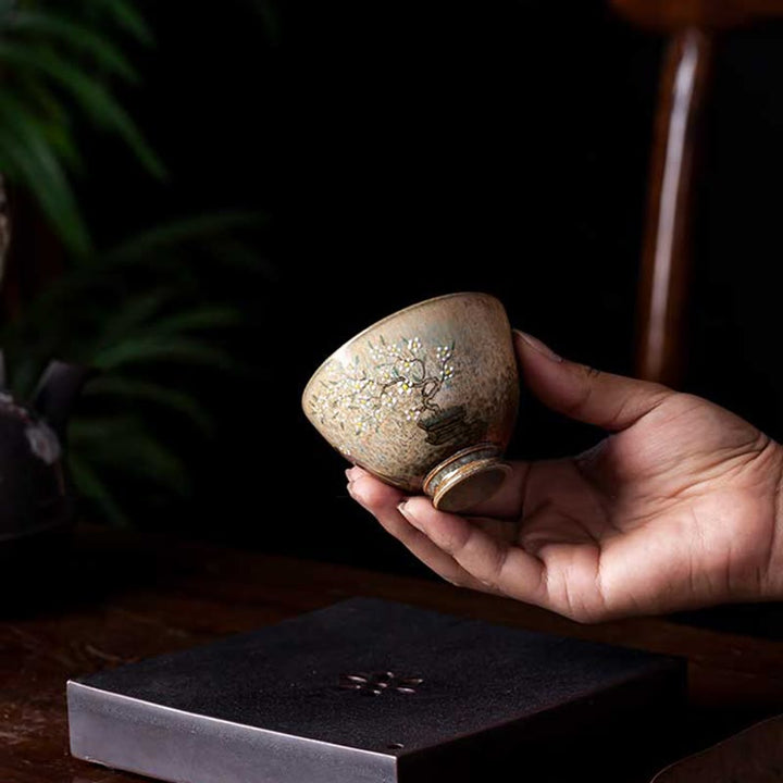 Buddha Stones Jingdezhen peintes à la main en porcelaine au four Ru Hanfu Girl Flower Ceramic Teacup Kung Fu Tea Cups