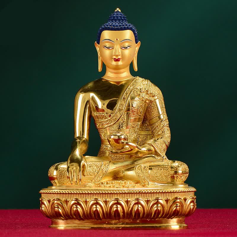 Statue en cuivre de l'illumination de Bouddha Shakyamuni, décoration pour la maison - 16,5 x 11 x 6,5 cm - image 0