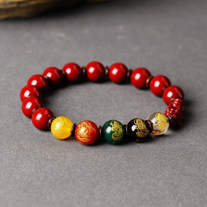 Bracelet de bénédiction PiXiu en cinabre Buddha Stones et dieu de la richesse - image 4