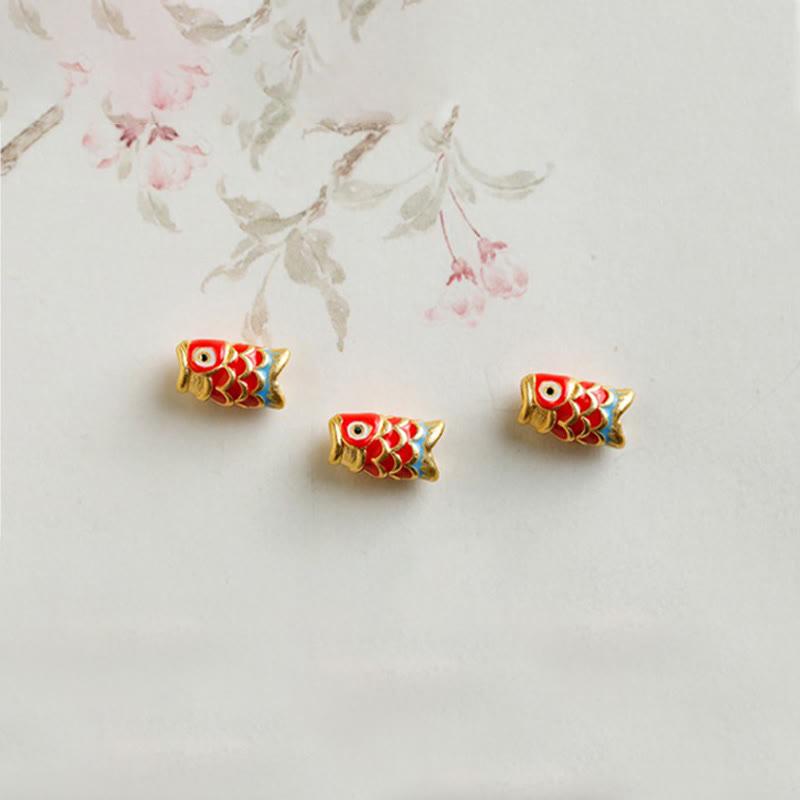Bracelet de protection en grenat naturel avec poisson koï en or 999 de Buddha Stones - image 15