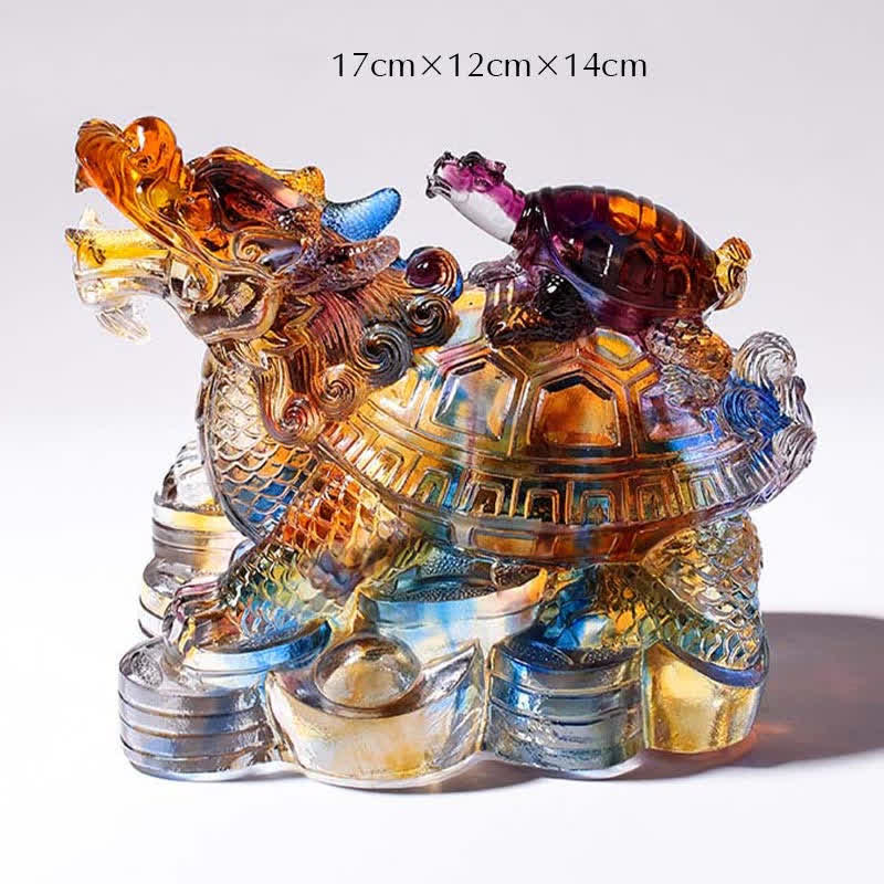 Tortues dragon Feng Shui, pièce d'art en cristal Liuli faite à la main, protection, décoration de maison et de bureau