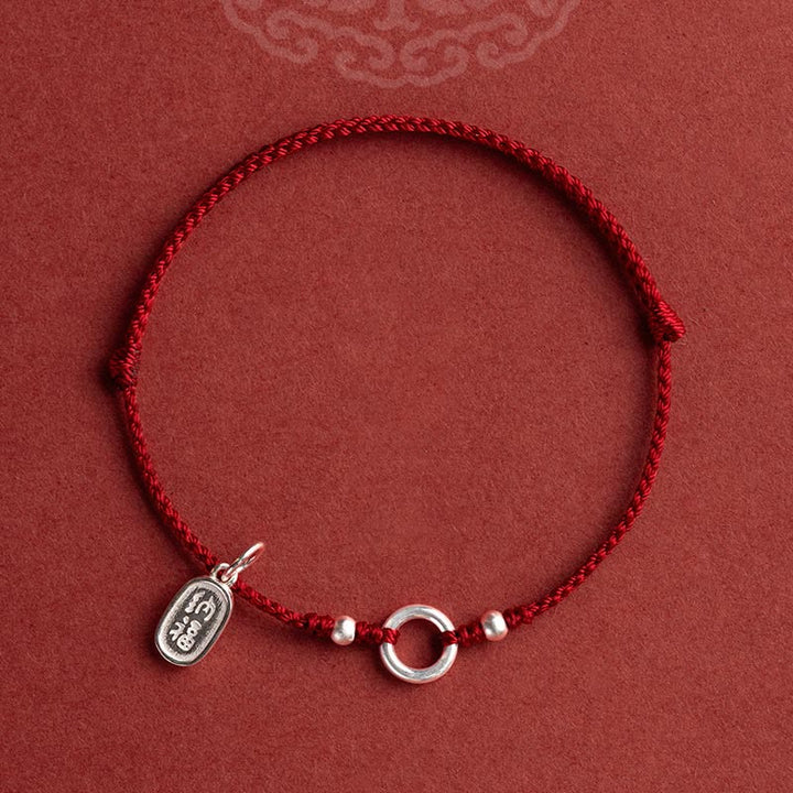 Bracelet en argent sterling 925 avec Buddha Stones et cordon rouge porte-bonheur, paix, joie, lotus, paix