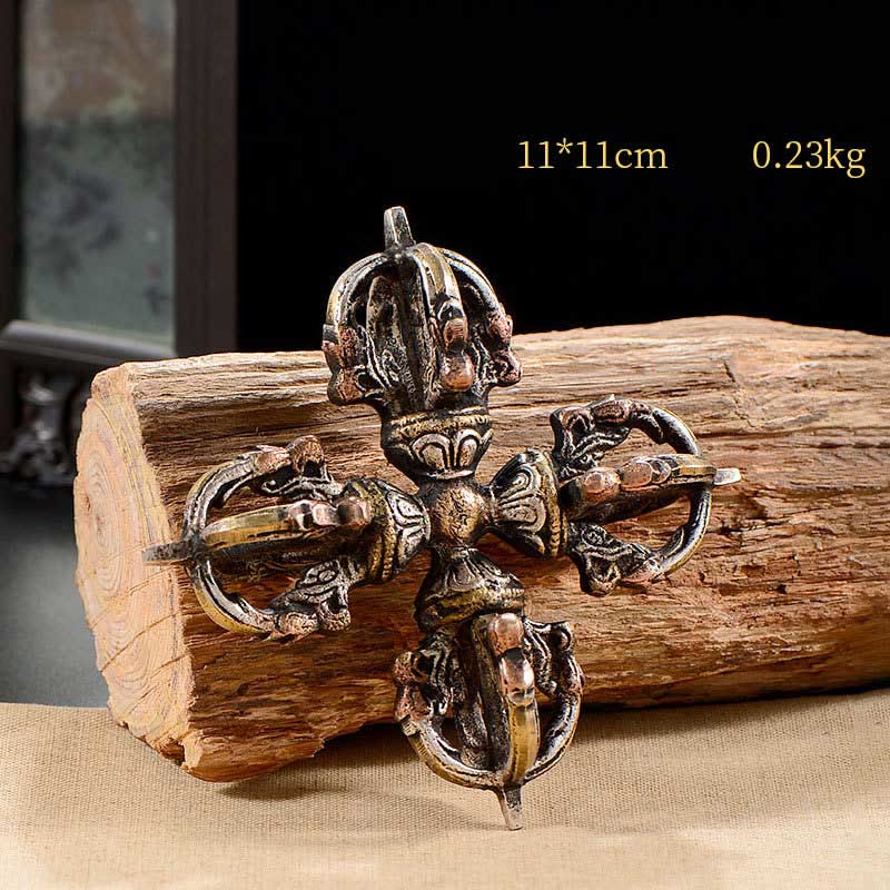 Vajra tibétain fait à la main à 5 griffes double Dorje en cuivre et fer - image 11