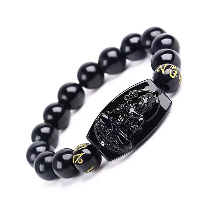 Bracelet de protection en obsidienne avec Buddha Stones et signe du zodiaque chinois