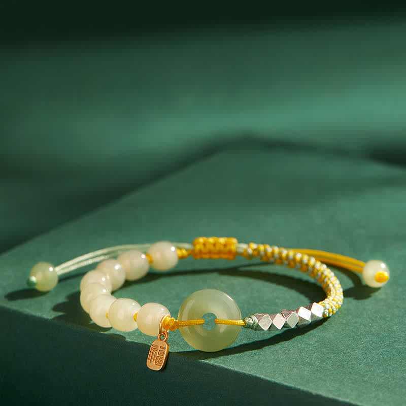 Bracelet porte-bonheur en perles de jade Hetian en argent sterling 925 Buddha Stones