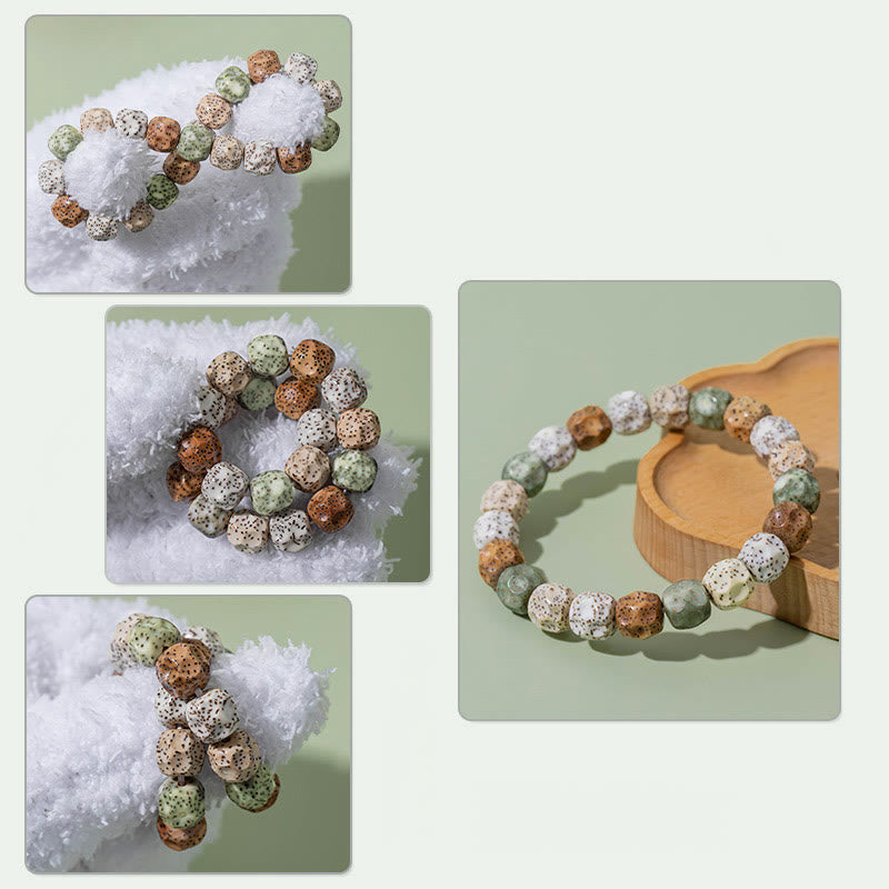 Bracelet de richesse et de bon augure en Buddha Stones naturelles et colorées