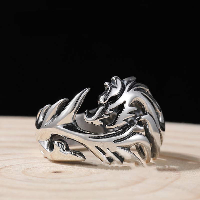 Bague ajustable avec force de protection et motif dragon et Buddha Stones - image 11