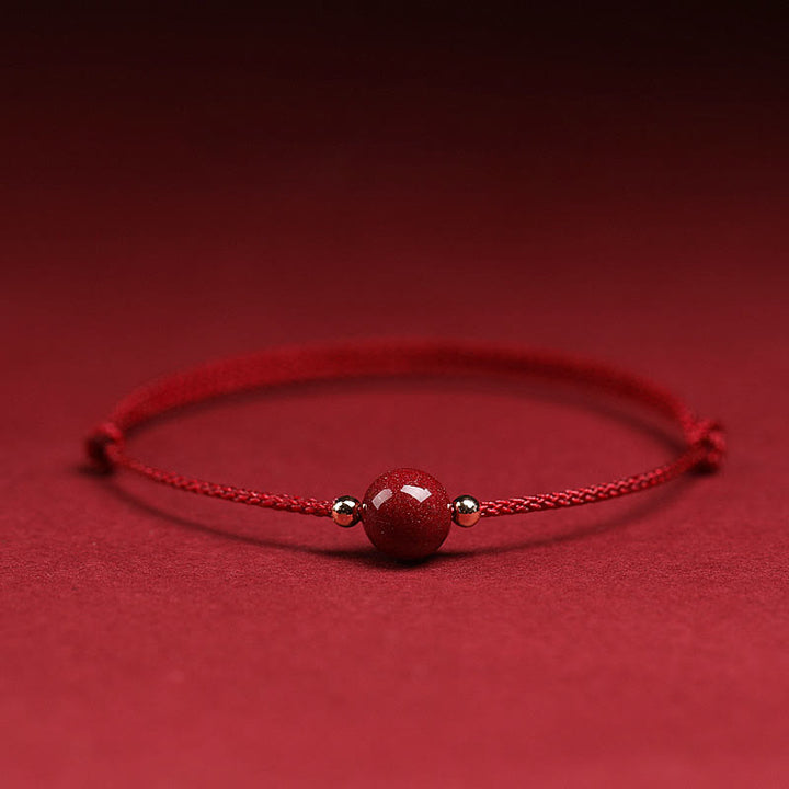 Bracelet de cheville en perles de cinabre porte-bonheur naturelles en Buddha Stones