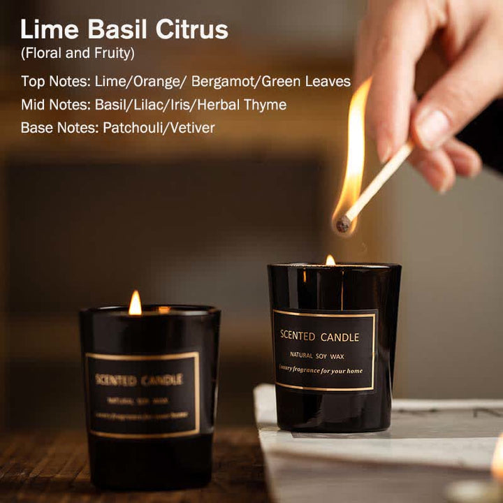 Bougie parfumée à la cire de soja et à l'aromathérapie avec parfum de poire et de freesia Blue Bell - Citron vert, basilic et agrumes (floral et fruité) - image 10