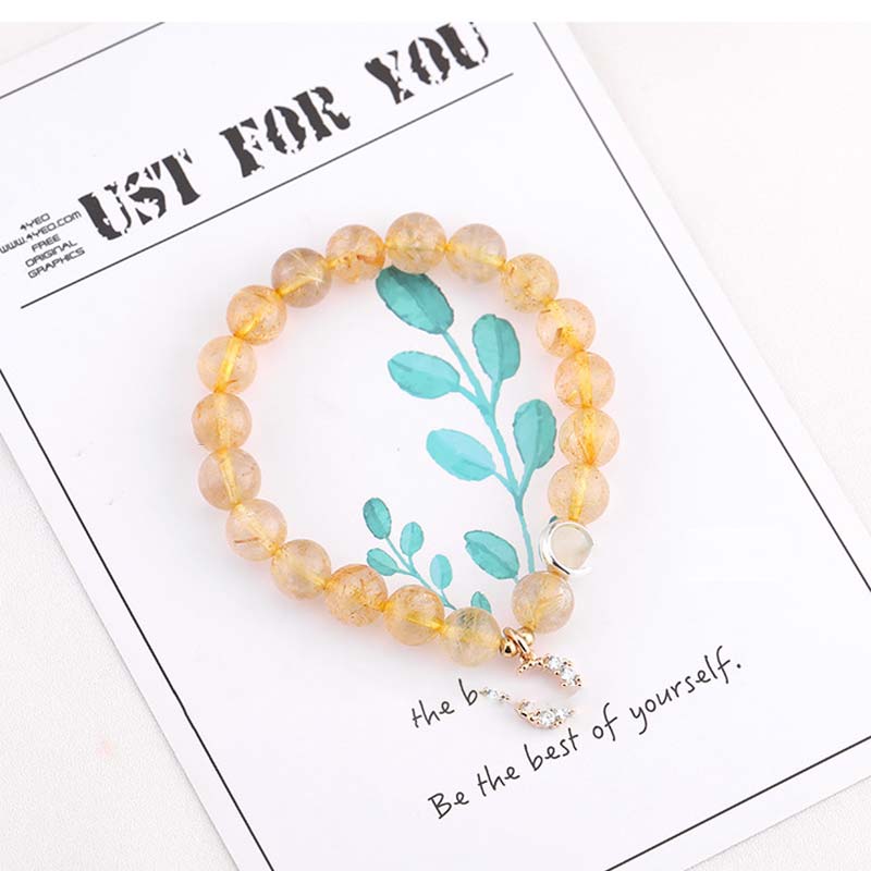Bracelet porte-bonheur et breloque lune en citrine