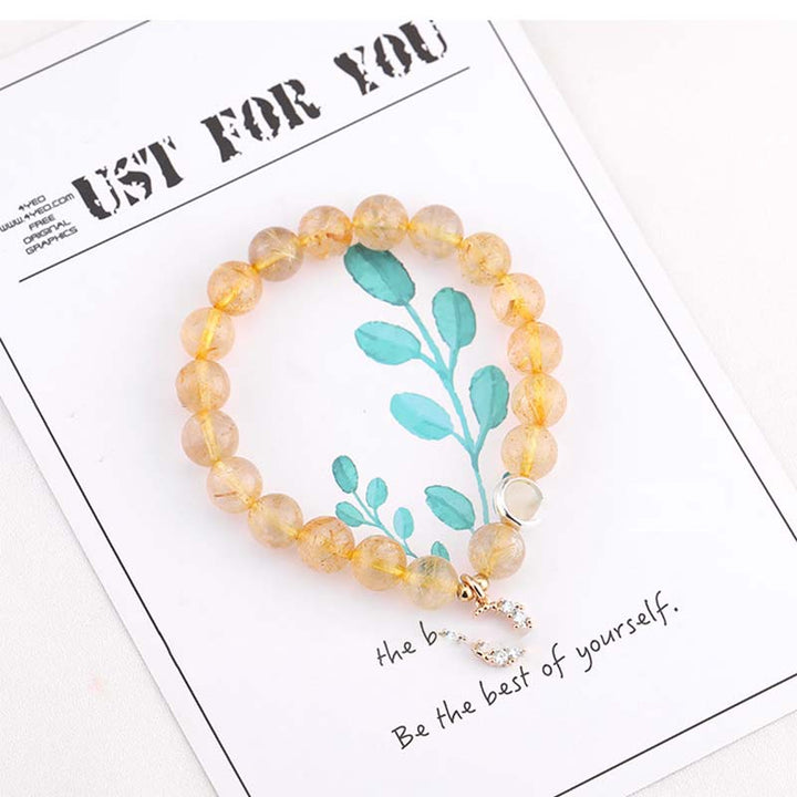 Bracelet porte-bonheur et breloque lune en citrine