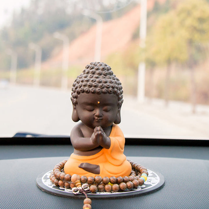 Buddha Stones Petit Bouddha Sérénité Argile violette Décoration de bureau à domicile