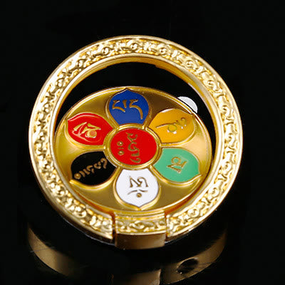 Support de téléphone tibétain Om Mani Padme Hum Peace Ring Support de téléphone universel Décorations - Mantra multicolore à six caractères - image 28