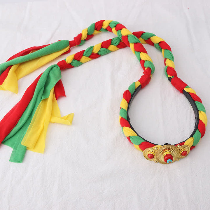 Accessoires pour cheveux en perles à pompon colorées tibétaines - Vert - Trois perles - image 16
