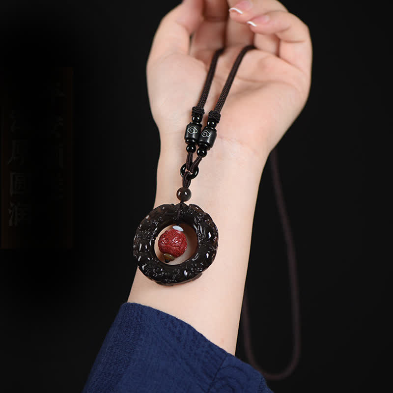 Collier pendentif de guérison en obsidienne arc-en-ciel naturelle PiXiu Cinabre FengShui Buddha Stones - image 2