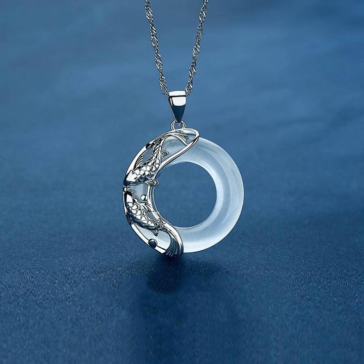 Collier porte-bonheur Koi en jade blanc naturel Buddha Stones - image 1