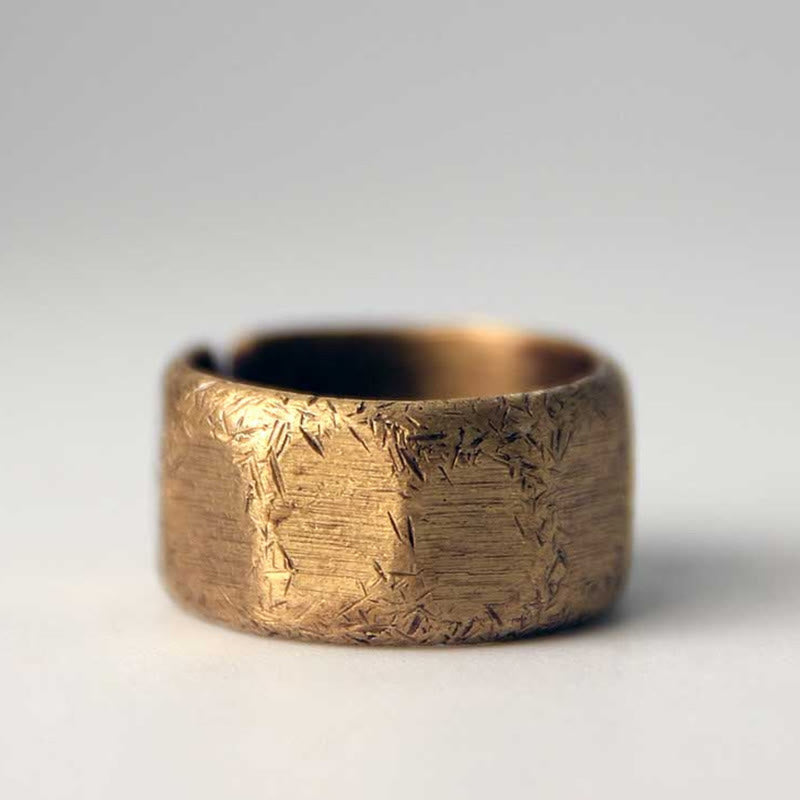 Bague de richesse tibétaine en cuivre et laiton givré au design simple - image 11