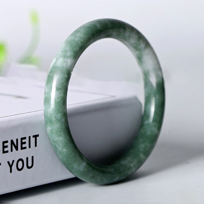 Bracelet jonc en jade naturel Buddha Stones pour la chance et l'abondance