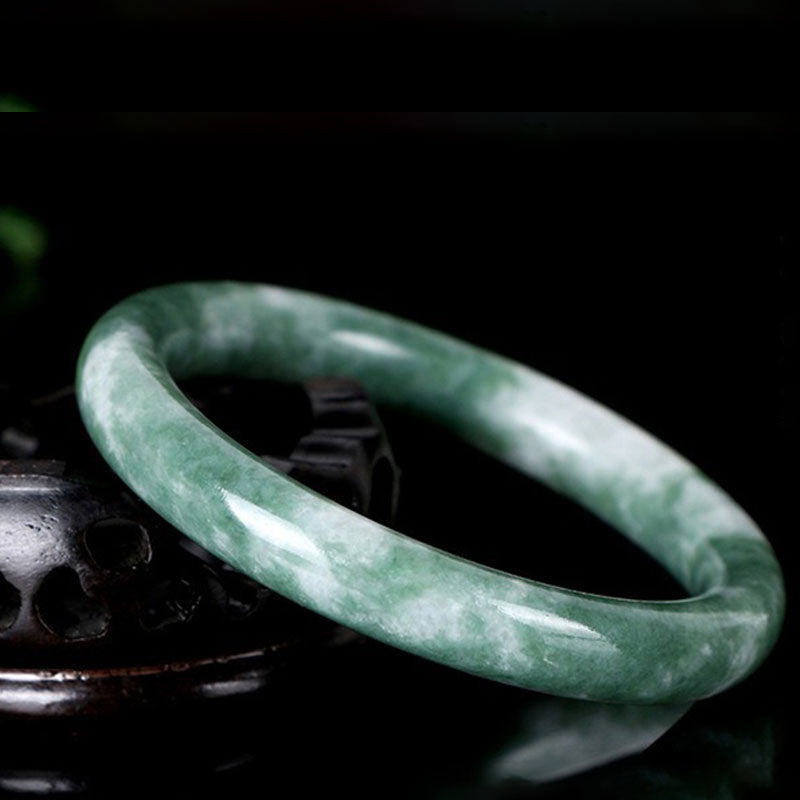 Bracelet jonc en jade naturel Buddha Stones pour la chance et l'abondance