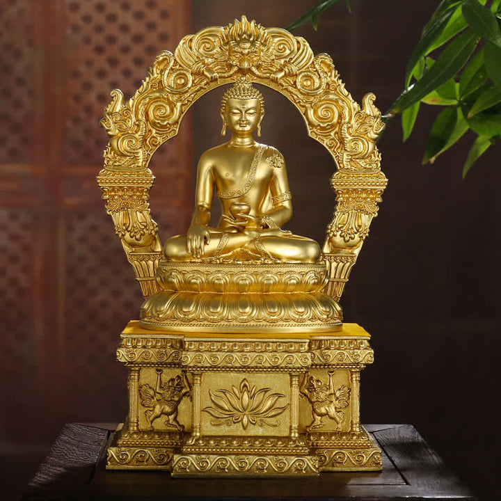 Figurine de Bouddha de médecine Amitabha Shakyamuni Statue de sérénité en cuivre Décoration de la maison - image 5
