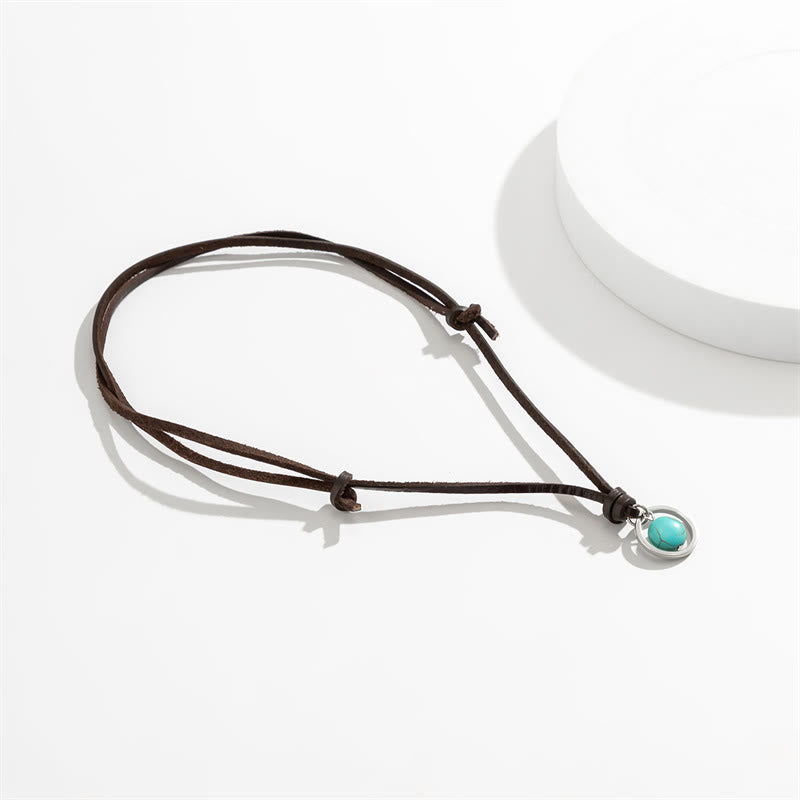 Collier pendentif en pierre turquoise ronde de Buddha Stones