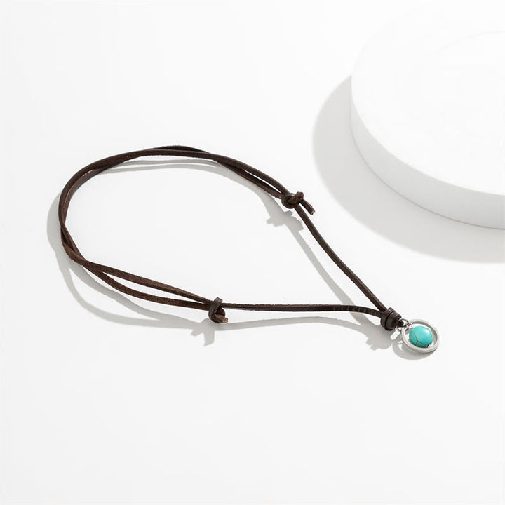 Collier pendentif en pierre turquoise ronde de Buddha Stones