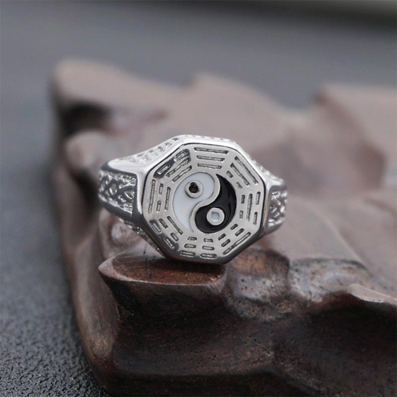 Bague porte-bonheur en cuivre avec symbole Yin Yang
