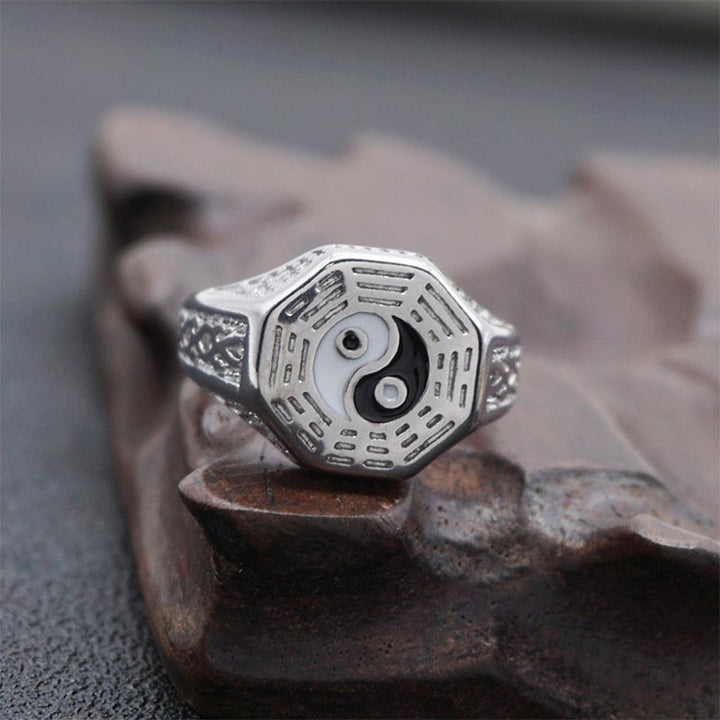Bague porte-bonheur en cuivre avec symbole Yin Yang