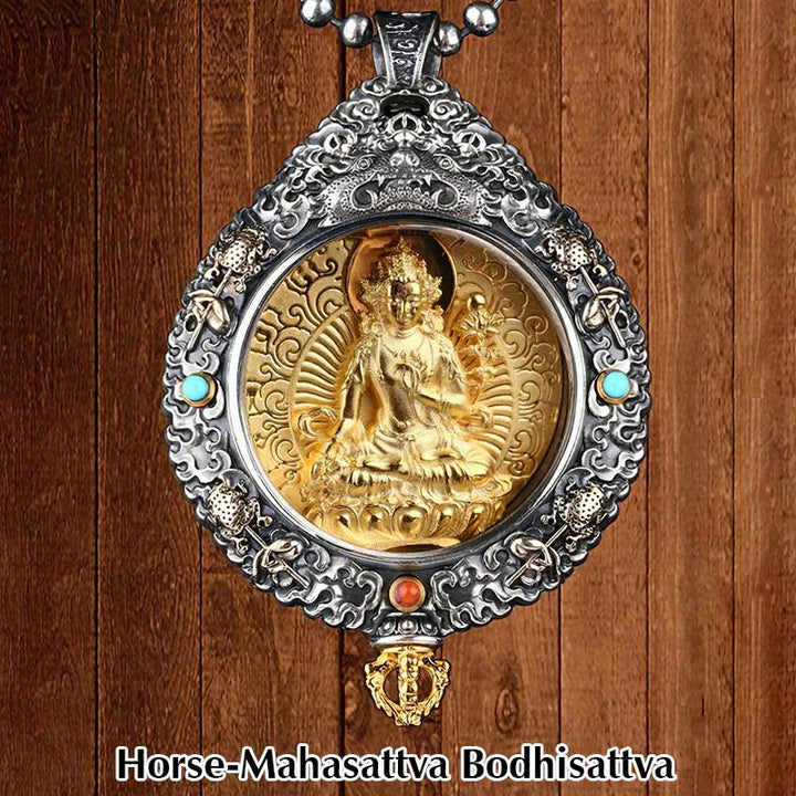 Buddha Stones Zodiaque chinois Bouddha natal Thangka Neuf palais Huit diagrammes Richesse Collier pendentif rotatif